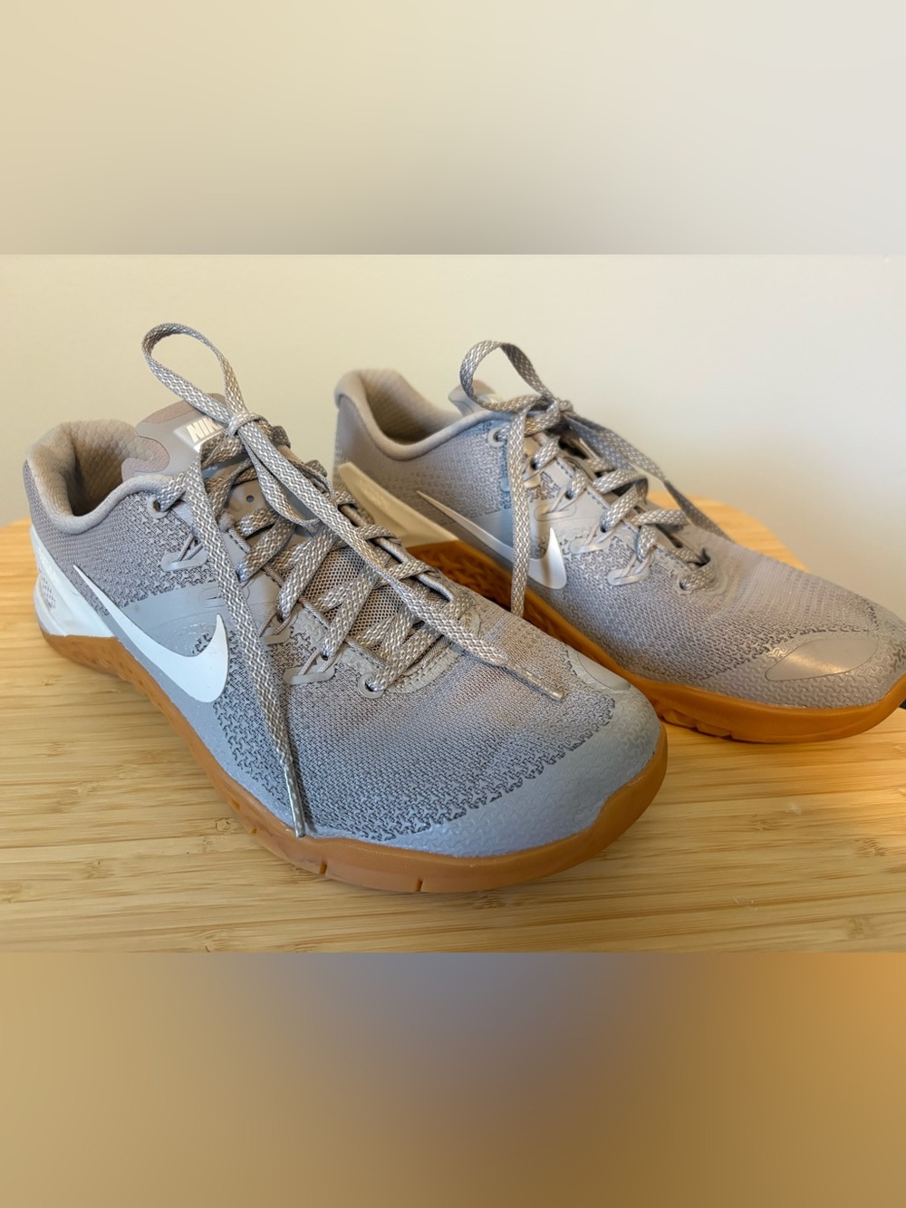 Nike Light Gray Metcon 4 Training Shoes with Gum Outsole